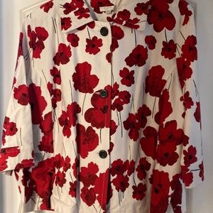 Erin by Erin London Red Flower Short Blazer